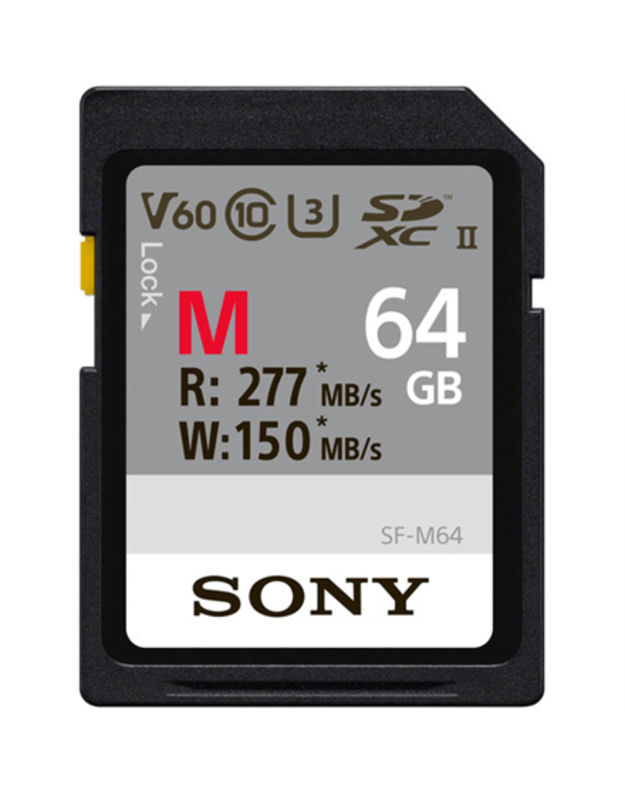 Sony | 64GB SF-M Series SDXC Class10 UHS-II U3 V60 Tough Memory Card | 64 GB | SDXC | Flash memory class 10