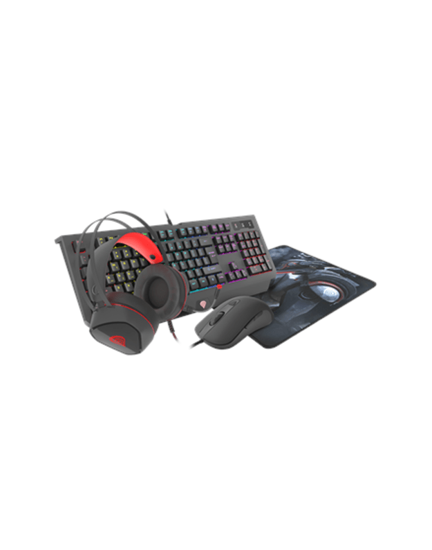 GENESIS COMBO set 4in1 cobalt 330 rgb keyboard + mouse +headphones + mousepad, us layout Genesis | Wired | On-Ear | COMBO set 4in1 cobalt 330