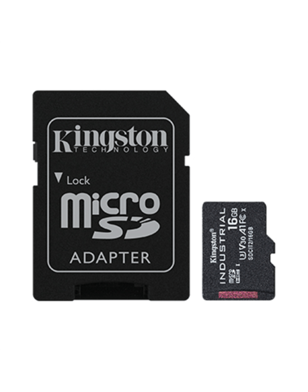 Kingston | UHS-I | 16 GB | microSDHC/SDXC Industrial Card | Flash memory class Class 10, UHS-I, U3, V30, A1 | SD Adapter