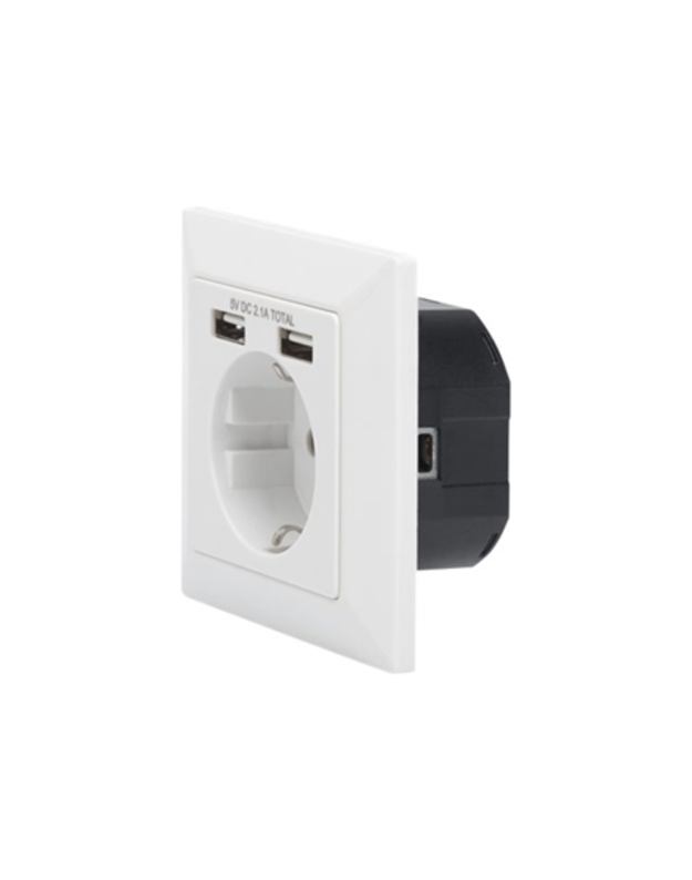 Safety socket for flush mounting with 2 USB ports | DA-70613