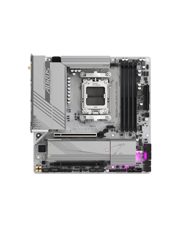 Gigabyte | B650M A ELITE AX ICE | Processor family AMD | Processor socket AM5 | DDR5 | Supported hard disk drive interfaces SATA, M.2 | Number of SATA connectors 4