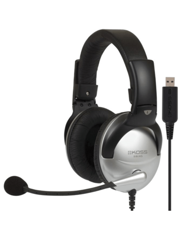 Koss | Gaming headphones | SB45 USB | Wired | On-Ear | Microphone | Noise canceling | Silver/Black