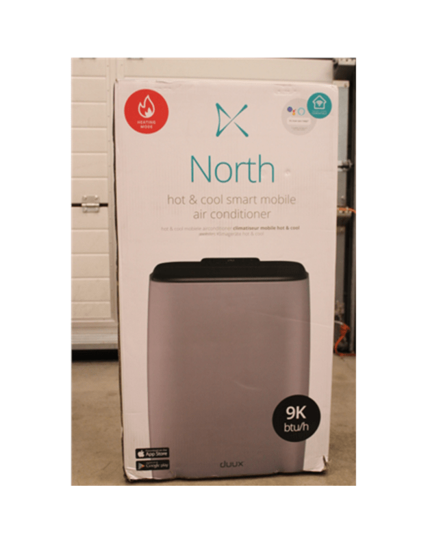 SALE OUT. Duux North Smart Mobile Airconditioner 9.000 BTU Extreme Silent, Light Gray/Black | Duux Smart Mobile Airconditioner | North | Number of speeds 3 | Heat function | Light Gray/Black | DAMAGED PACKAGING