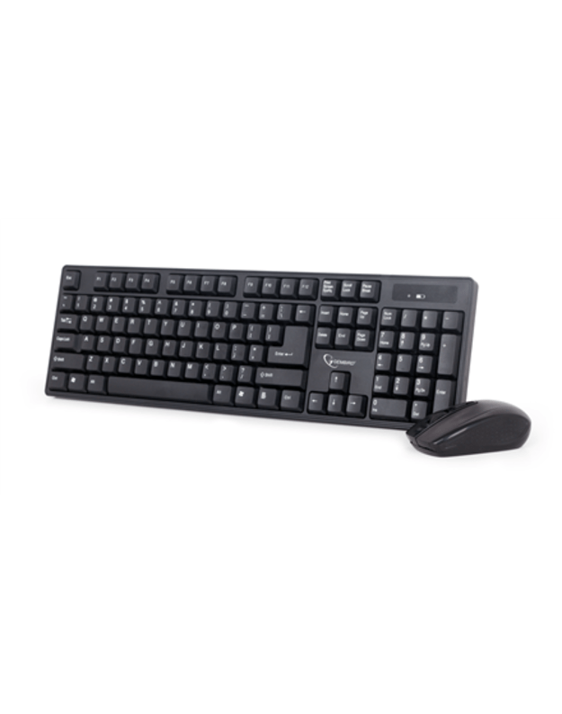 Gembird | Keyboard and mouse | KBS-W-01 | Keyboard and Mouse Set | Wireless | Mouse included | Batteries included | US | Black | 390 g | Numeric keypad