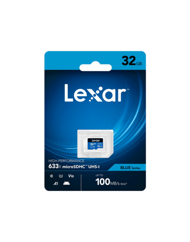 Lexar 64GB High-Performance 633x microSDHC UHS-I, up to 100MB/s read 20MB/s write | Lexar | Memory card | LMS0633064G-BNNNG | 64 GB | microSDXC | Flash memory class UHS-I