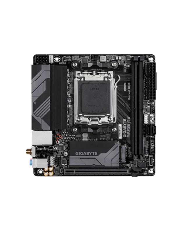 Gigabyte | B650I AX 1.0 | Processor family AMD | Processor socket AM5 | DDR5 DIMM | Supported hard disk drive interfaces SATA, M.2 | Number of SATA connectors 2