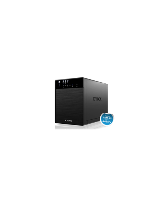 ICY BOX IB-3640SU3, external 4-bay JBOD system for 3,5“ SATA I/II/III HDD, USB 3.0 + eSATA, black | Raidsonic