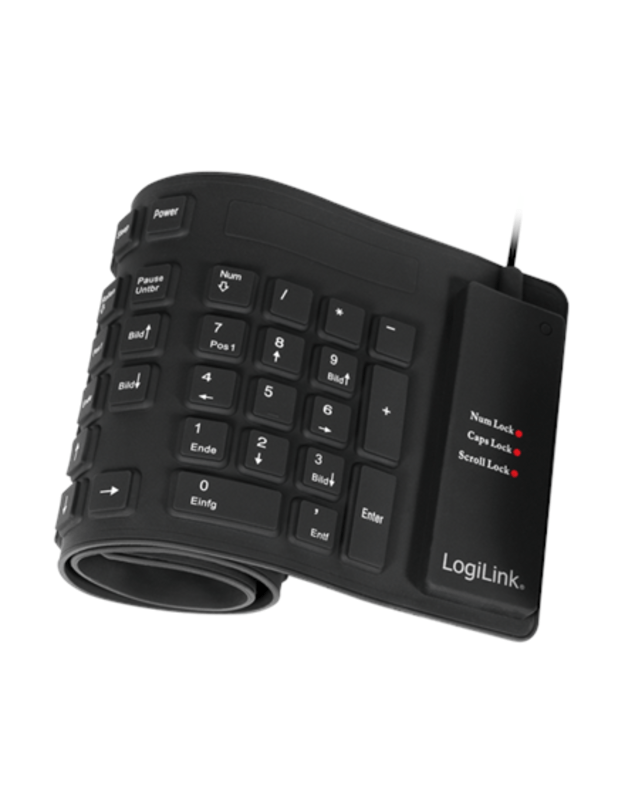 Logilink | Flexible waterproof Keyboard USB + PS/2 | ID0019A | Flexible keyboard | Wired | DE | Black