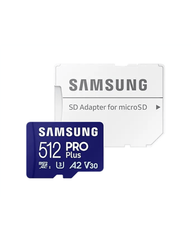 Samsung | PRO Plus microSD Card with Adapter | 512 GB | MicroSDXC | Flash memory class U3, V30, A2