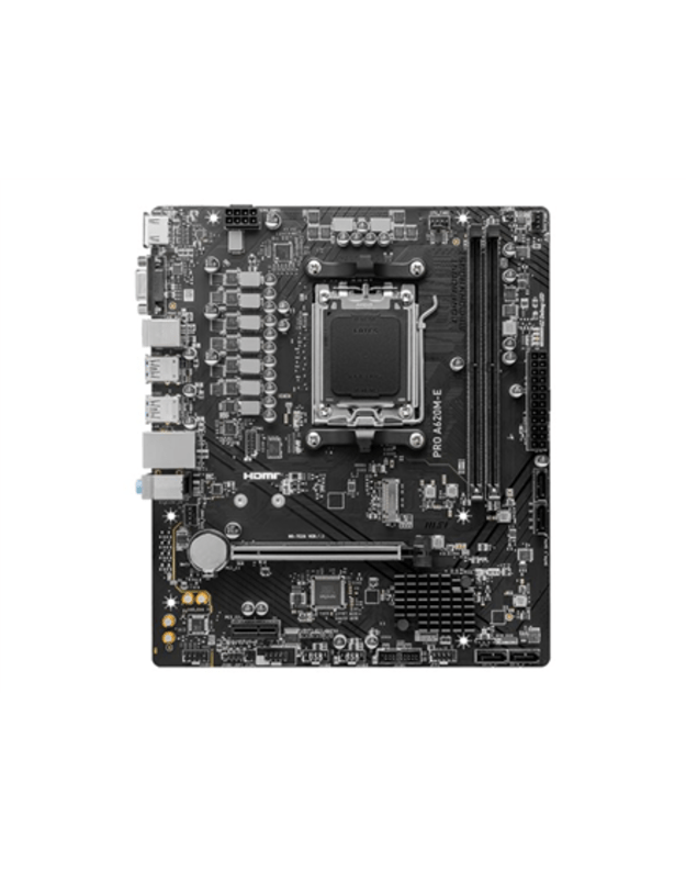 MSI | PRO A620M-E | Processor family AMD | Processor socket AM5 | DDR5 | Supported hard disk drive interfaces SATA, M.2 | Number of SATA connectors 4