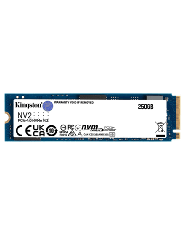 Kingston | SSD | NV2 | 250 GB | SSD form factor M.2 2280 | Solid-state drive interface PCIe 4.0 x4 NVMe | Read speed 3000 MB/s | Write speed 1300 MB/s