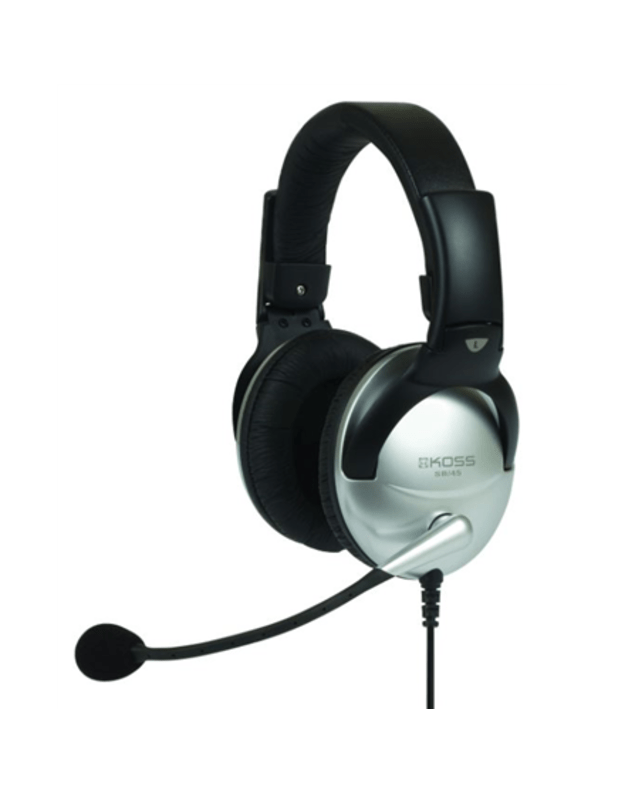 Koss | Headphones | SB45 | Wired | On-Ear | Microphone | Noise canceling | Silver/Black