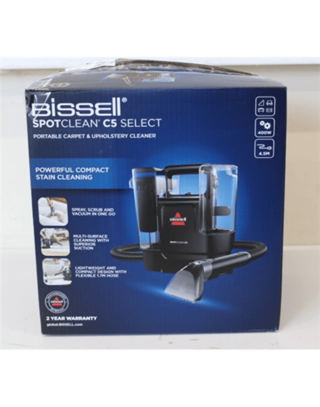 SALE OUT. Bissell SpotClean C5 Select Portable Carpet and Upholstery Cleaner, UNPACKED, USED, SCRATCHED,MISSING THE LIQVID BOTTLE | SpotClean C5 Select Portable Carpet and Upholstery Cleaner | 3928N | Corded operating | Handheld | Washing function | 400 W