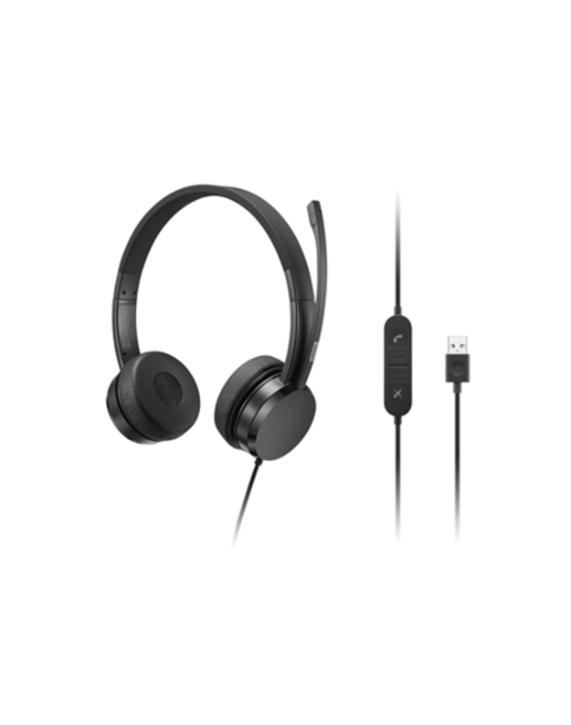 Lenovo | USB-A Stereo Headset with Control Box | Wired | On-Ear