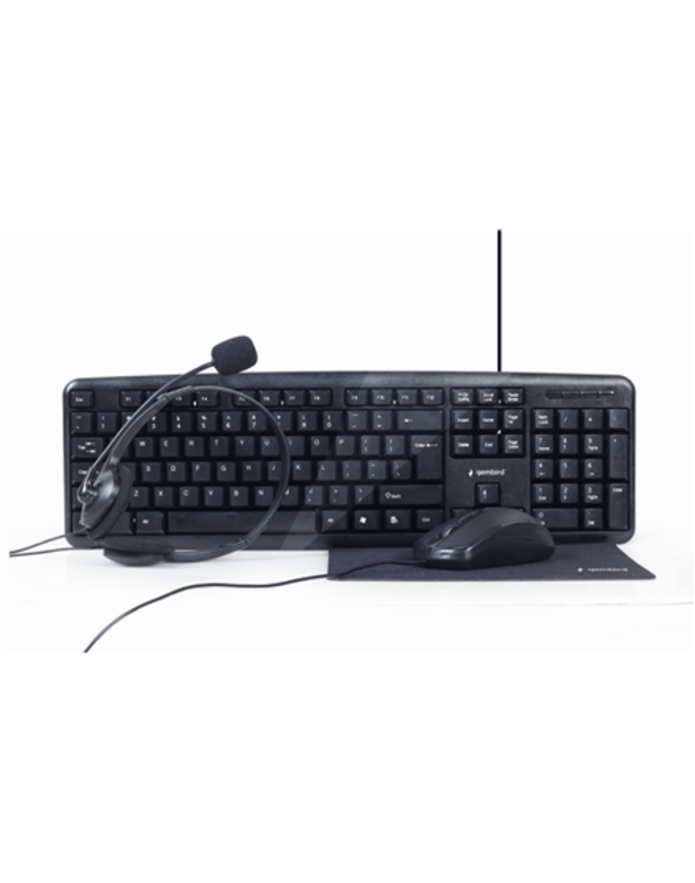 Gembird | 4-in-1 Multimedia office set | KBS-UO4-01 | Keyboard, Mouse, Pad and Headset Set | Wired | Mouse included | US | Black | 630 g