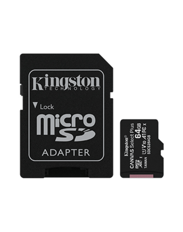 Kingston | Canvas Select Plus | UHS-I | 64 GB | MicroSDXC | Flash memory class 10 | SD Adapter